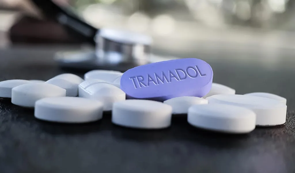 Tramadol pill in relief, to show the dangers of mixing Tramadol and alcohol